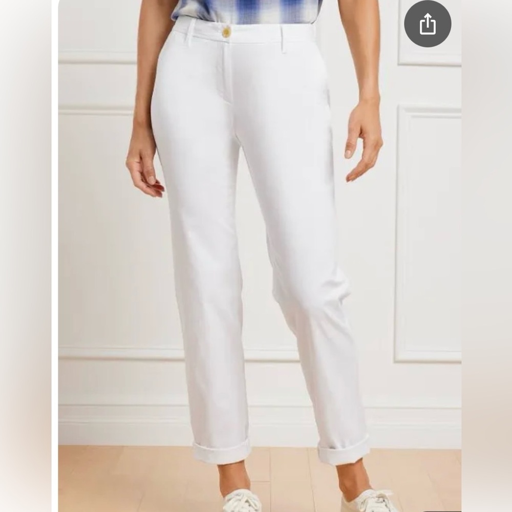 NWT Women's Talbots White super soft, relaxed chino ankle length pants 14WP